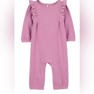 NWT Carter’s Child of Mine Baby Girl Pink Thermal Ruffle Jumpsuit 3-6M
